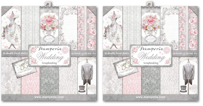 Stamperia Intl SBBL18 Wedding Double Sided Paper Pad (10/Pack), 12" x 12" - Image 1